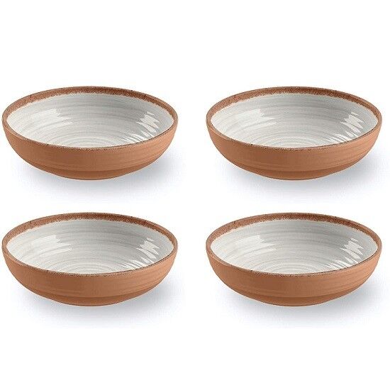 Ivory Rustic Swirl Melamine Dinner Bowls Sets