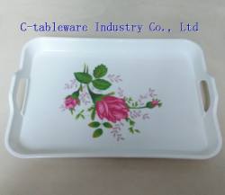 Melamine tray with handle