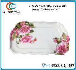 melamine tray with flower frinting
