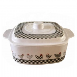 square shape melamine bowl with lid or cover and handle