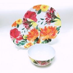 Flower pattern Melamine tableware Set 12pcs Dinnerware Set Service For 4