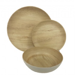 Melamine wood grain dinner set