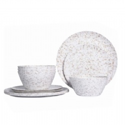 12 pcs wheat straw light weight and portable matte melamine dinnerware sets